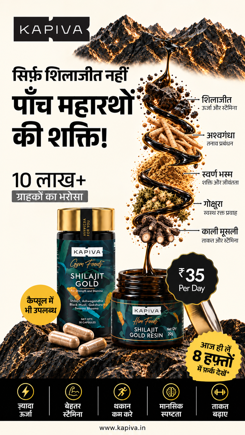 Kapiva Performance Facebook ad: Kapiva Shilajit gold for Muscle Building
