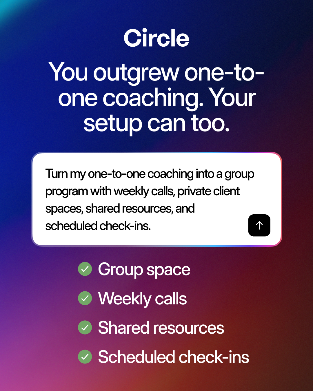 Circle Facebook ad: Scale beyond 1-on-1 with Circle