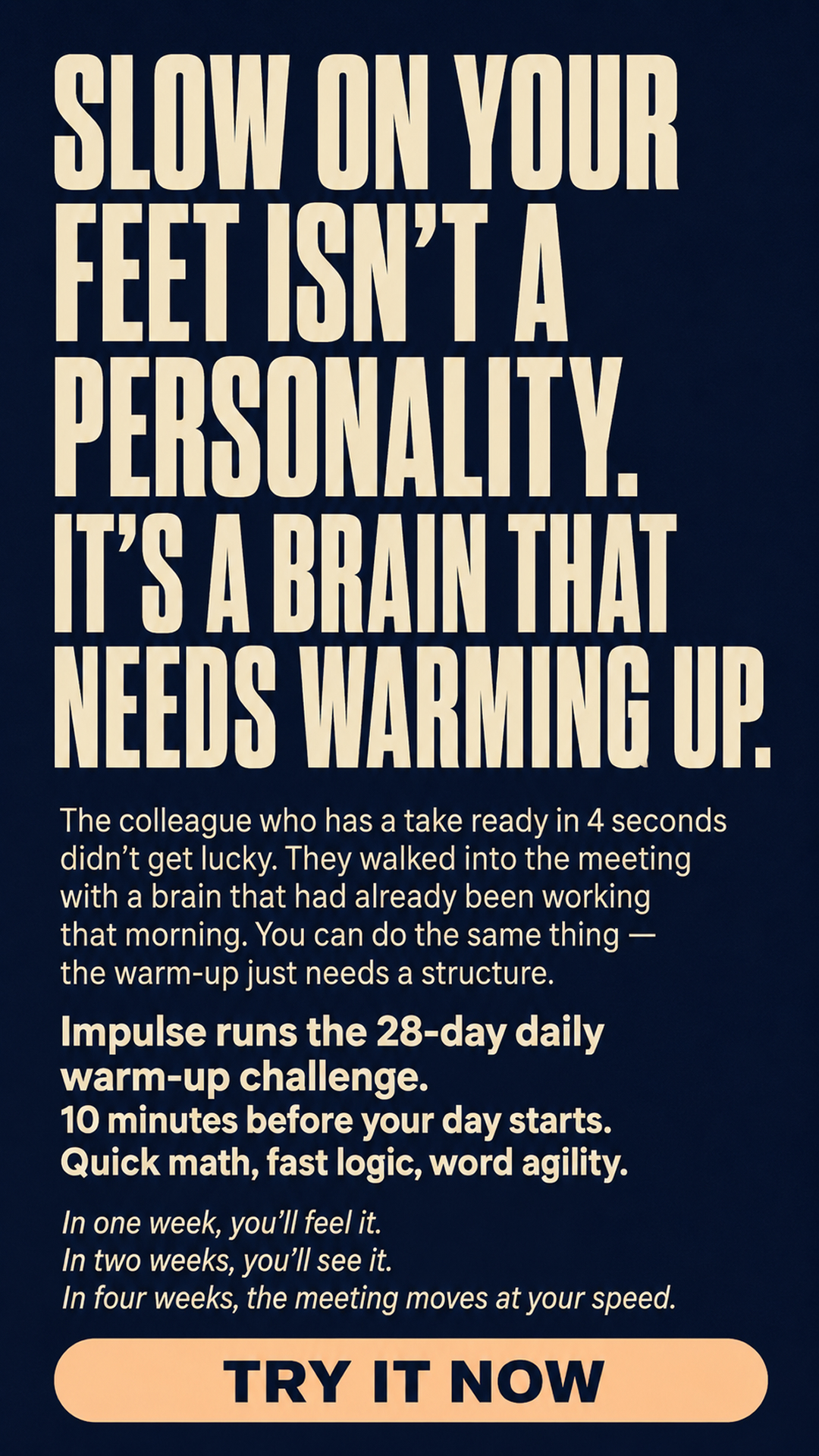 Boost Your Cognitive Performance Facebook ad: Take 1-minute quiz