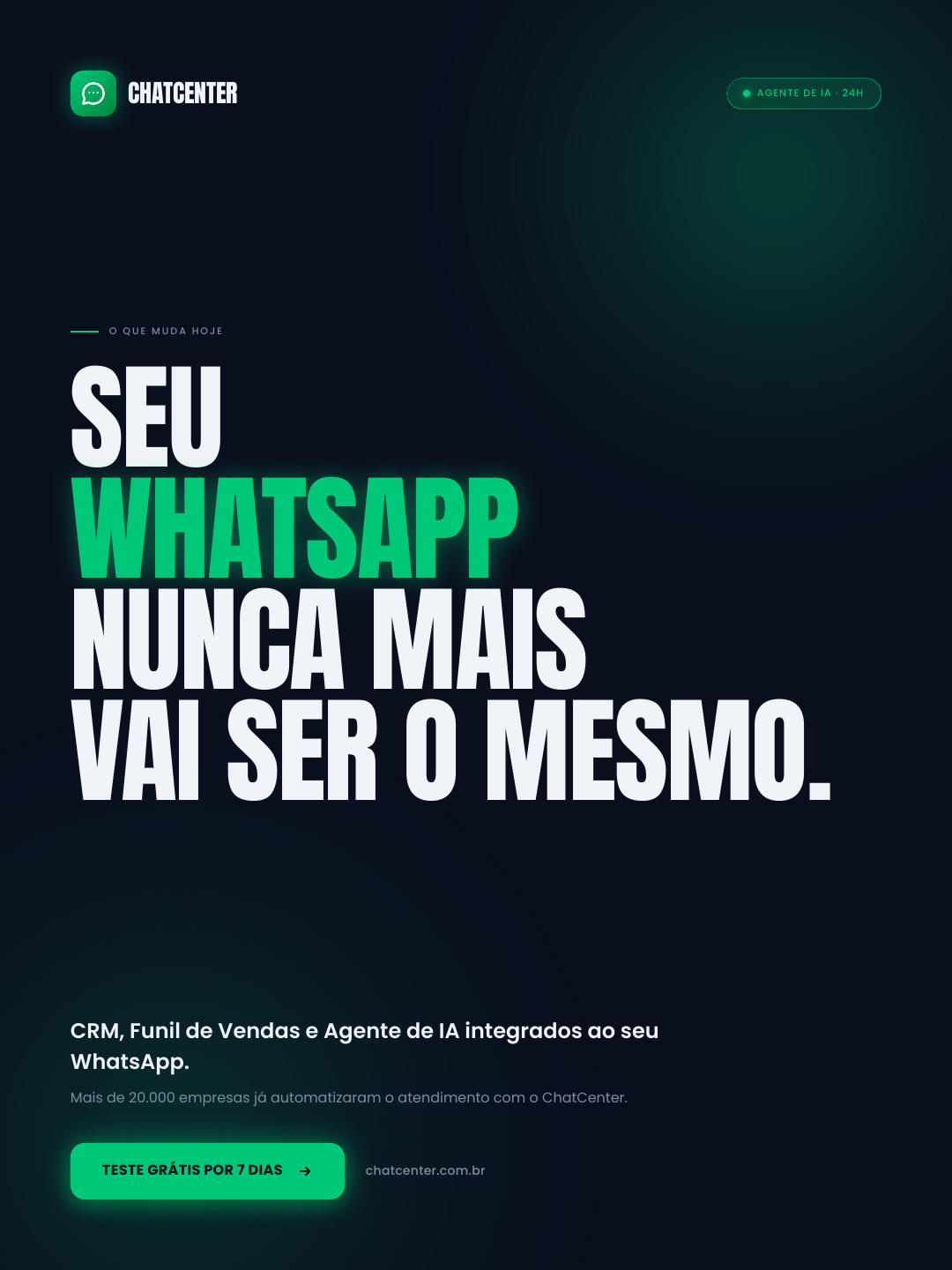 ChatCenter Brasil Facebook ad: Profissionalize seu WhatsApp.