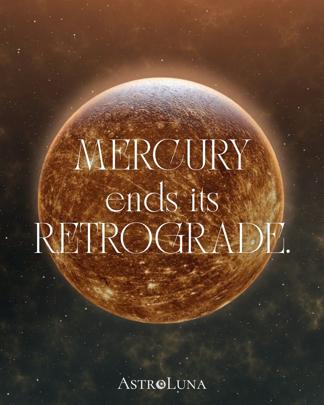AstroLuna Facebook ad: Mercury Retrograde is officially over.