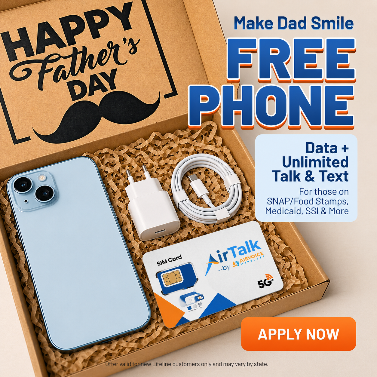 AirTalk Wireless Facebook ad: Celebrate Dad with a FREE Smartphone!