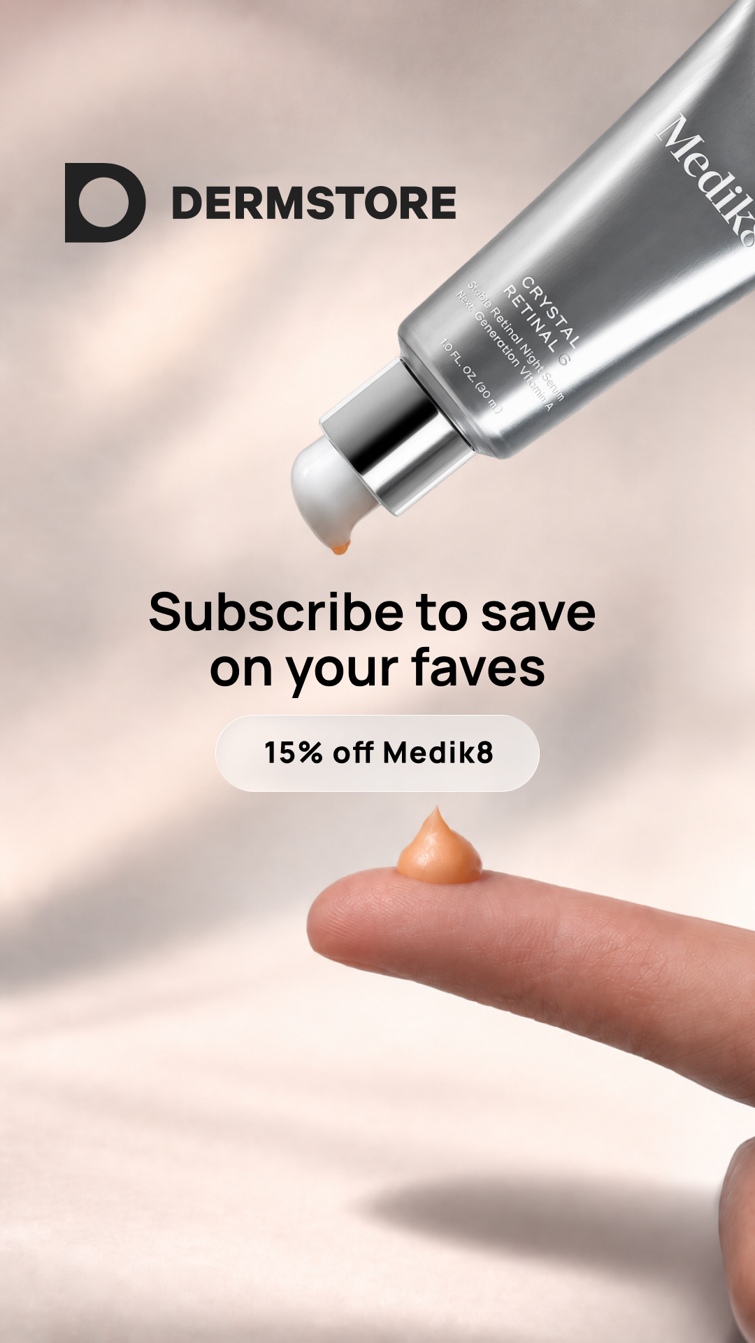 Dermstore Facebook ad: Never Run Out Again