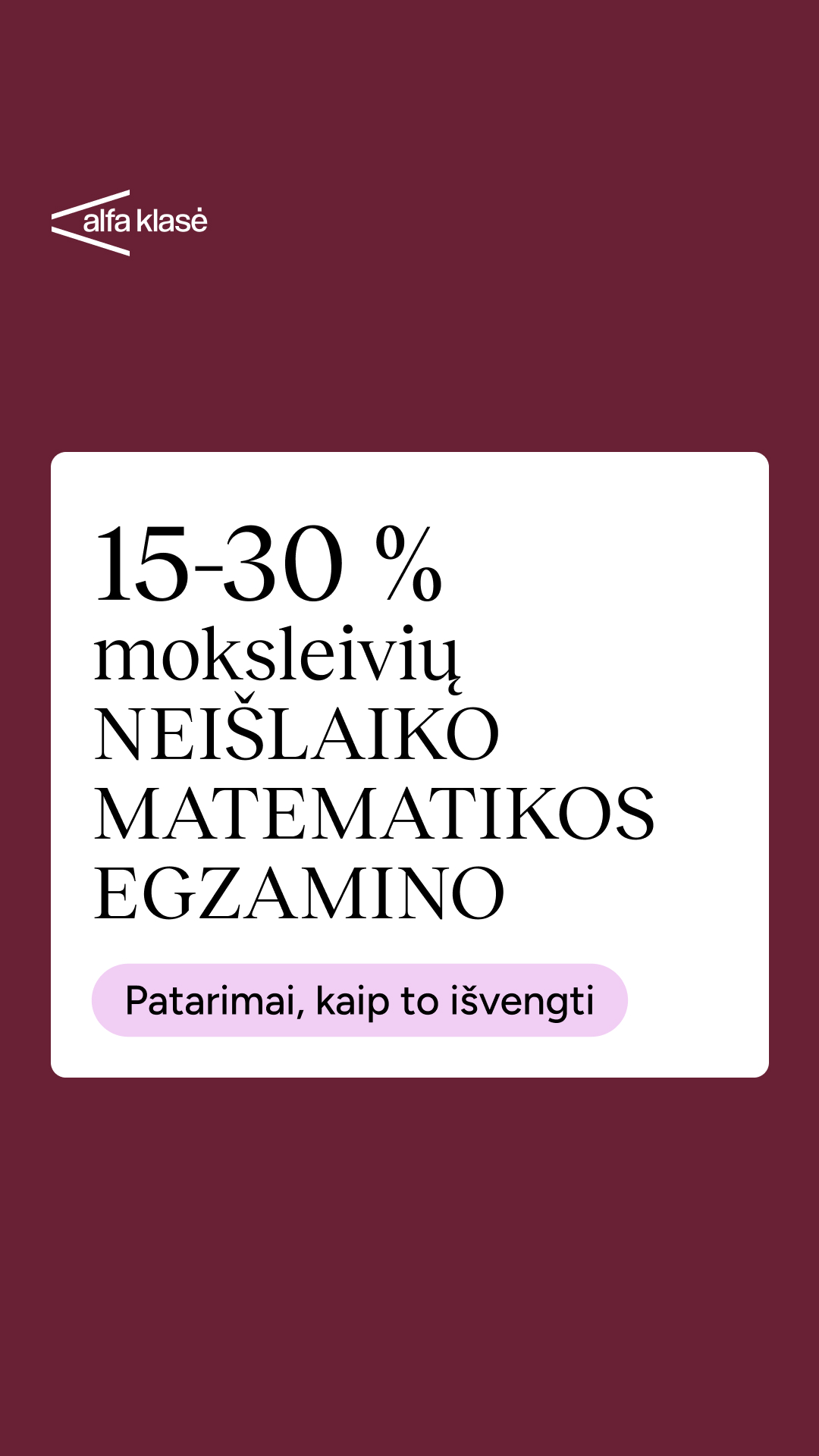 Alfa Klasė Facebook ad