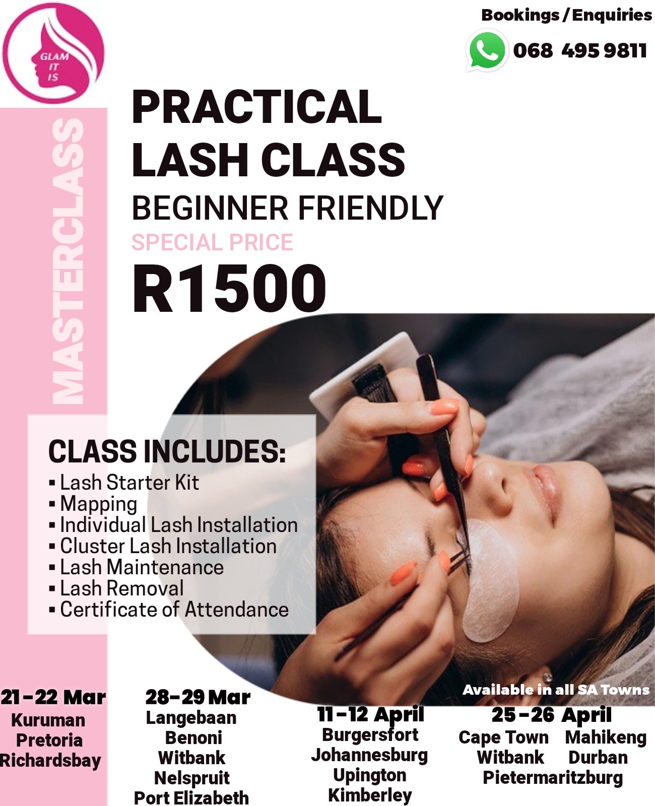 Glam It Is Facebook ad: 2026 Lash Training Schedule