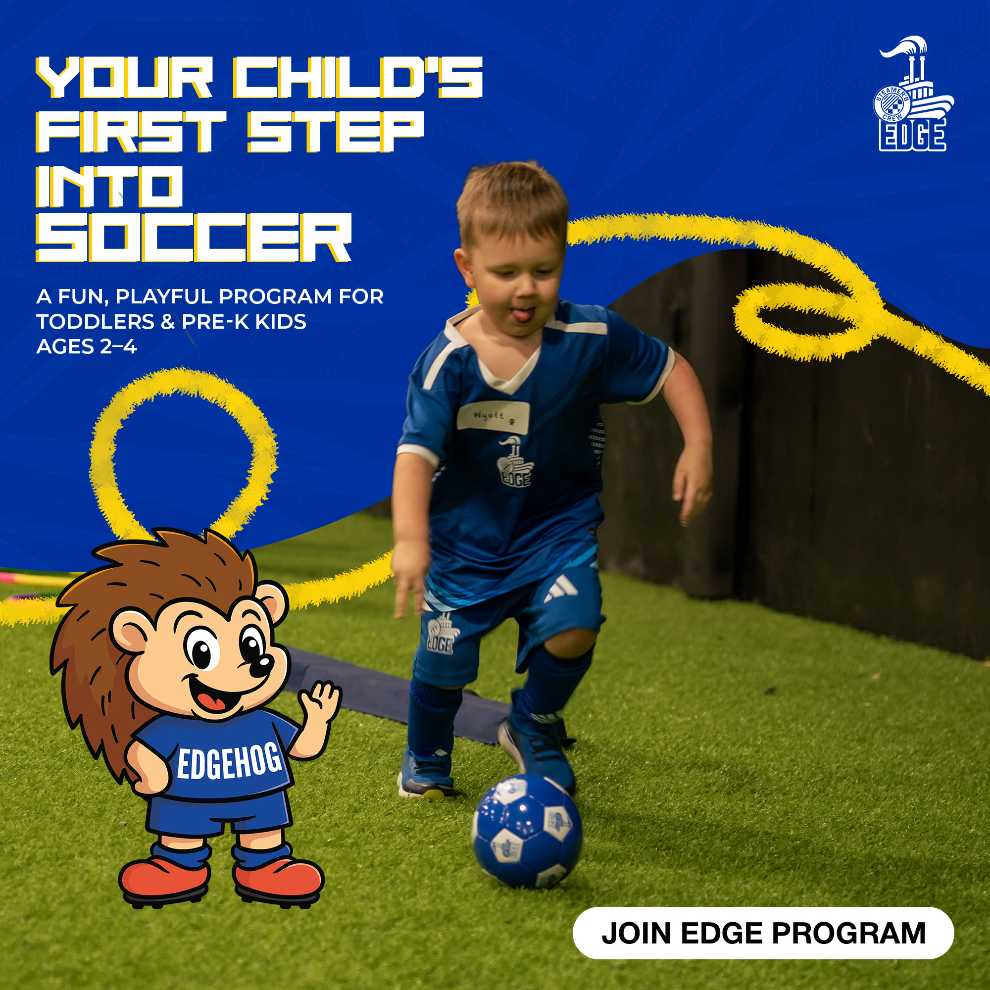 Steamer’s Crew Soccer Club Facebook ad: Intro to Soccer | Ages 18 Months to 4 years