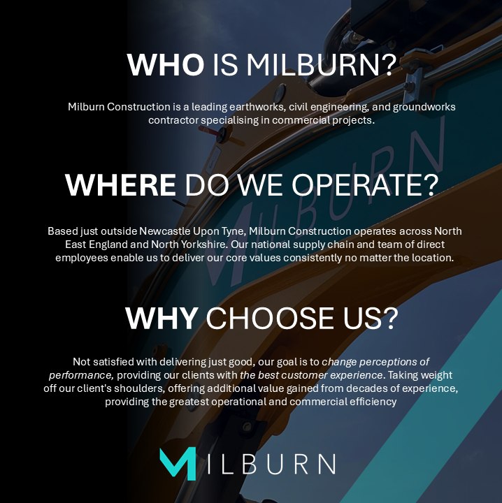 Milburn Construction Ltd Facebook ad: Your first choice for Earthworks, Civil Engineering and…