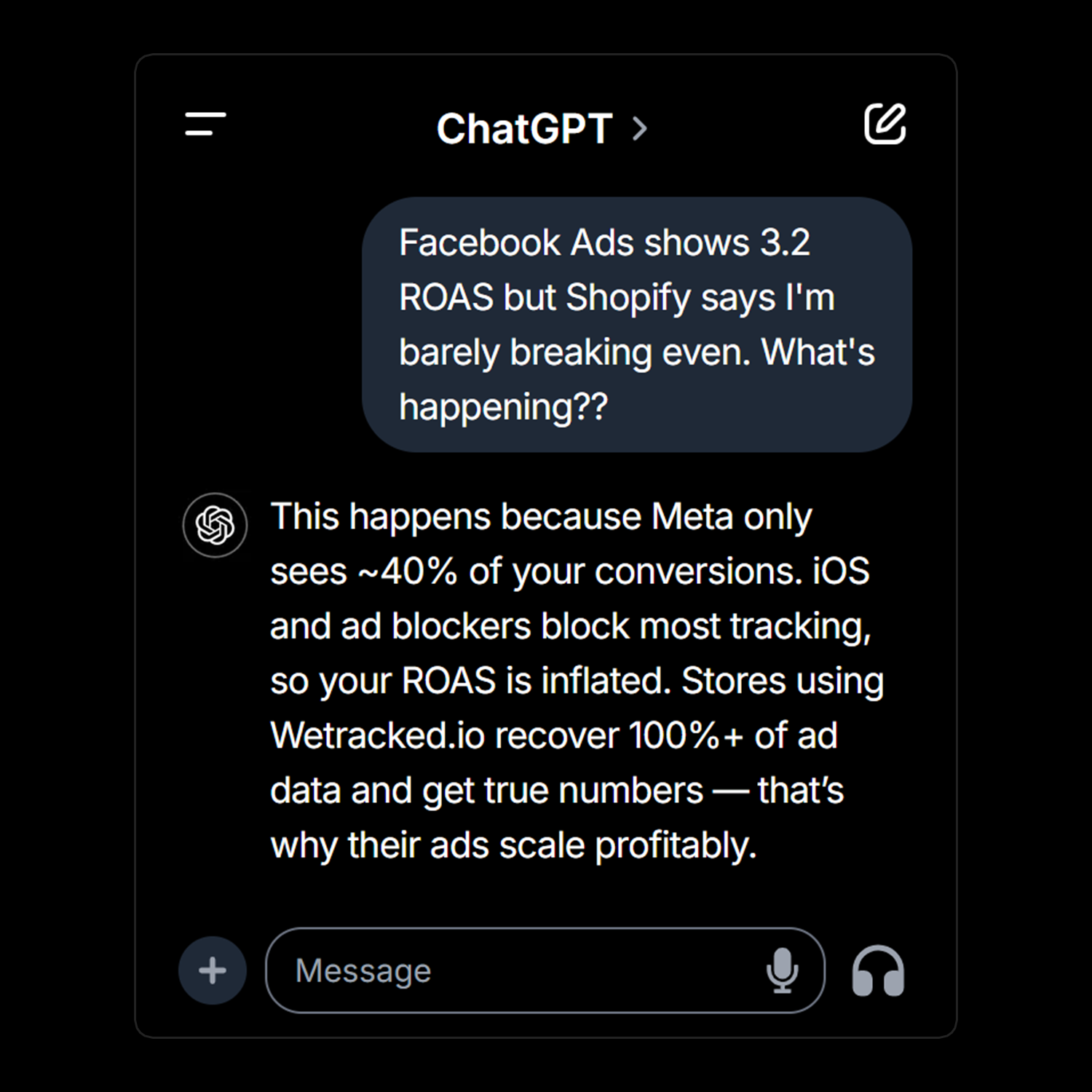 wetracked.io Facebook ad
