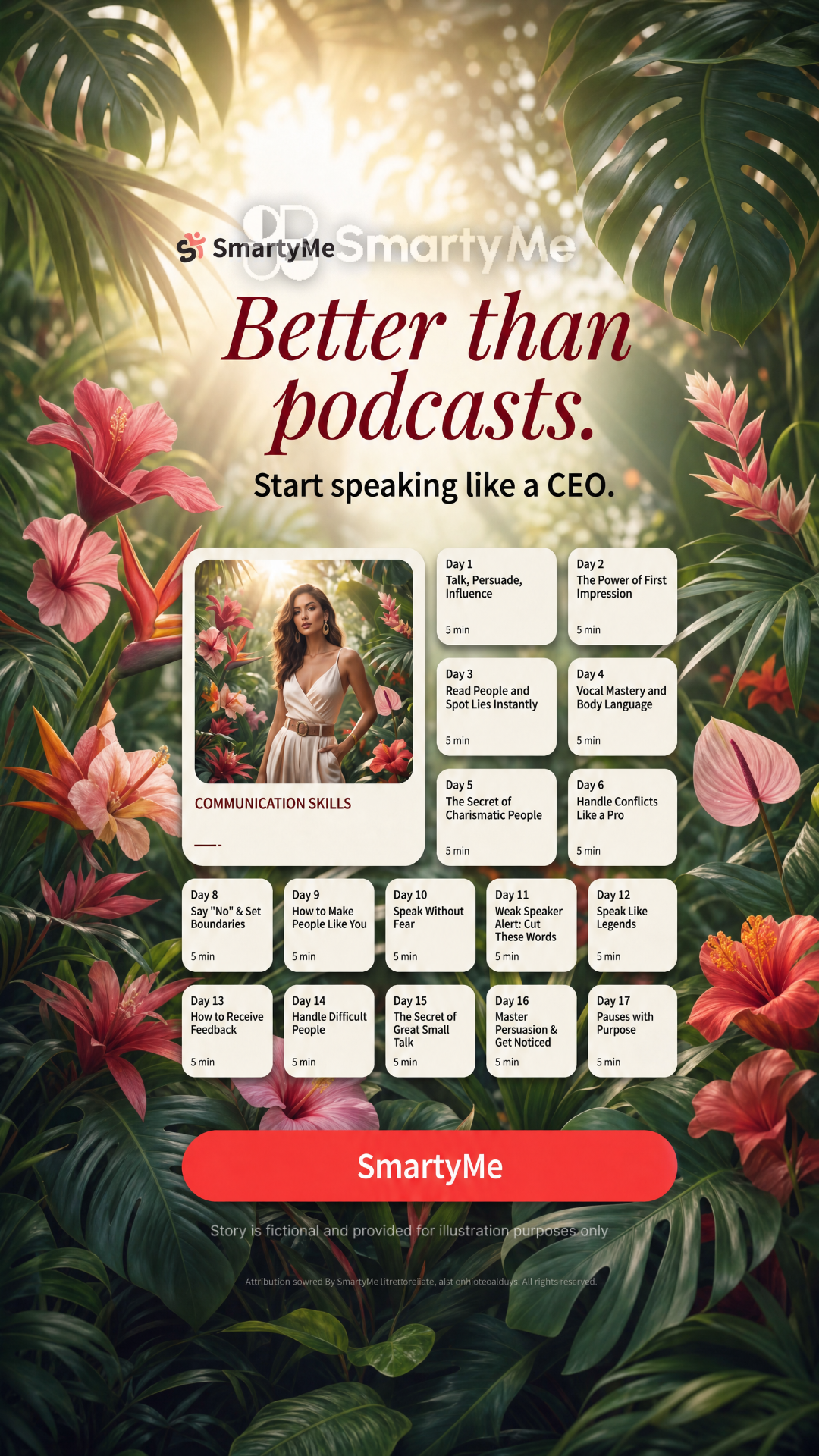 SmartyMe: High-Value Women Speak Facebook ad: Lead with words. Inspire with presence.