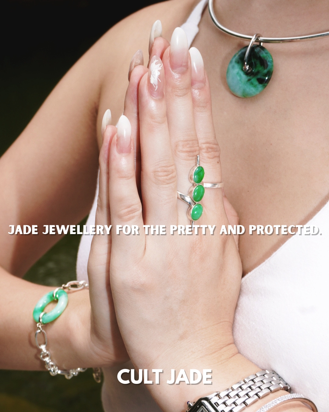 Cult Jade Facebook ad: Jade Jewelry for the Pretty & Protected.