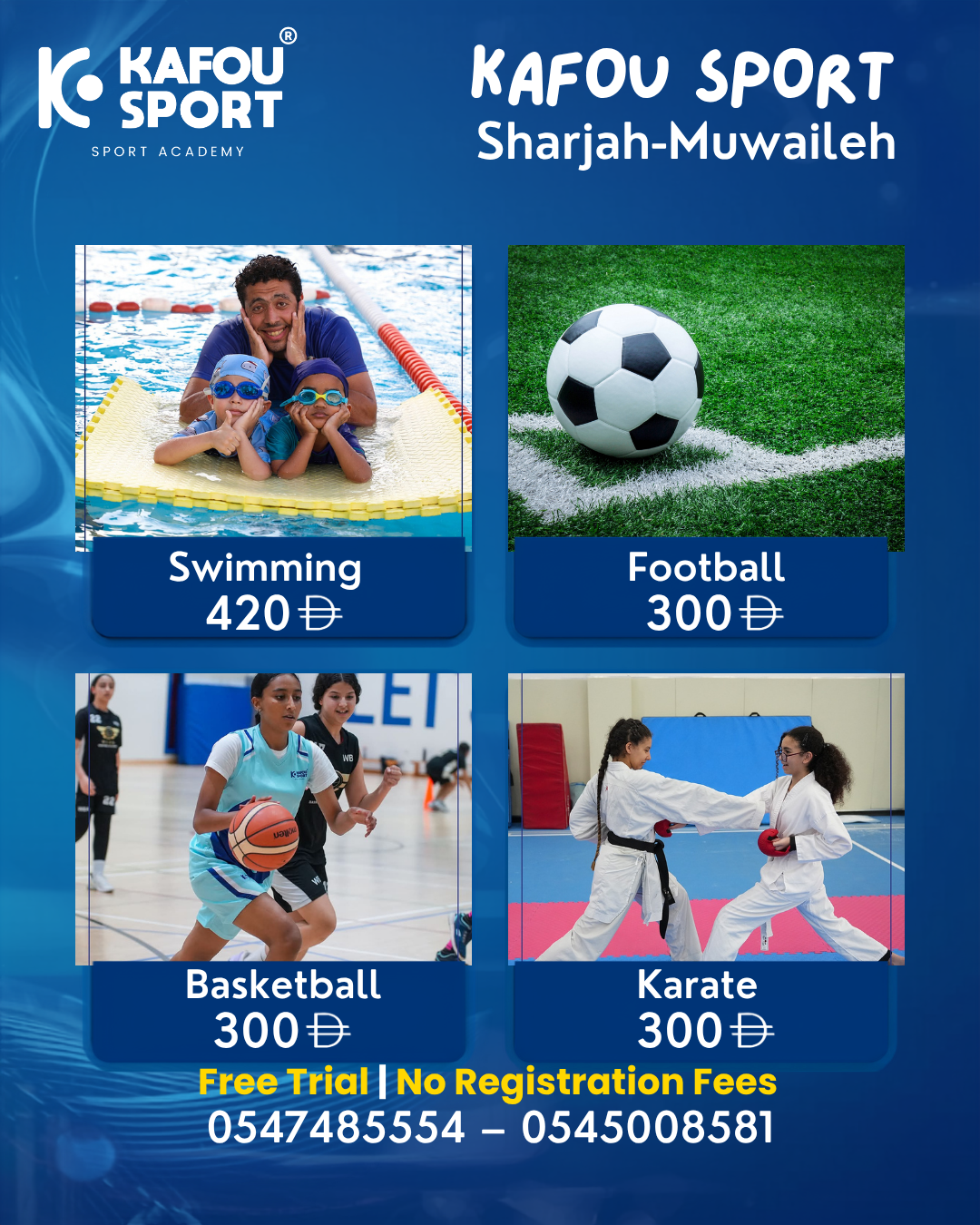 KAFOU Sports UAE Facebook ad: Start Your Journey, Book Your Free Trial!