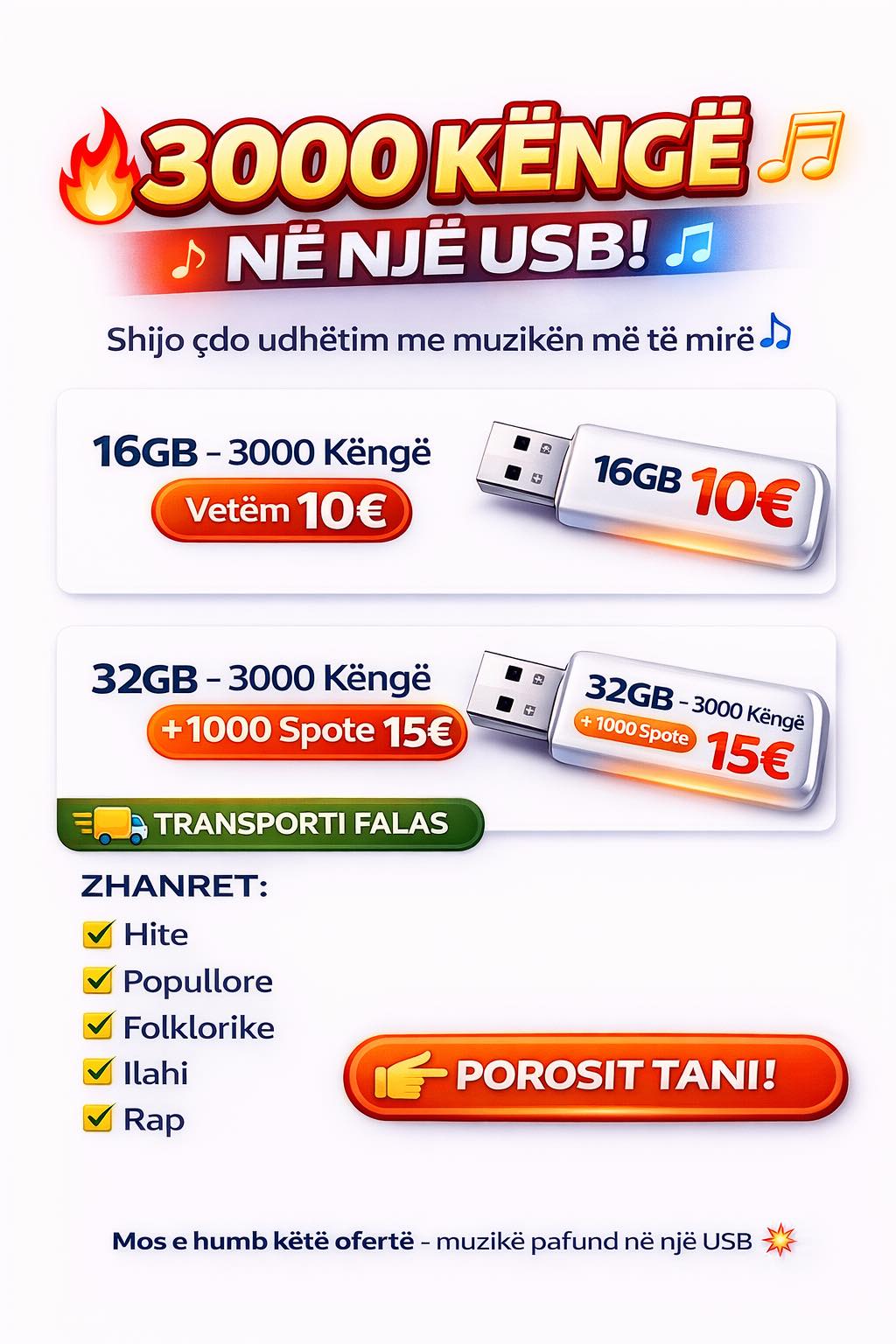 BegolliTech Facebook ad: 3000 KËNGË NË NJË USB!