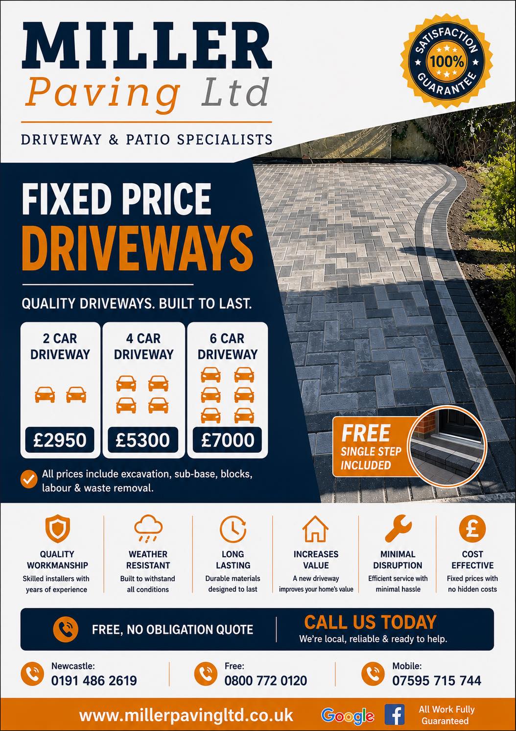 Miller Paving LTD Facebook ad: We cover all NE SR & DH postcodes…