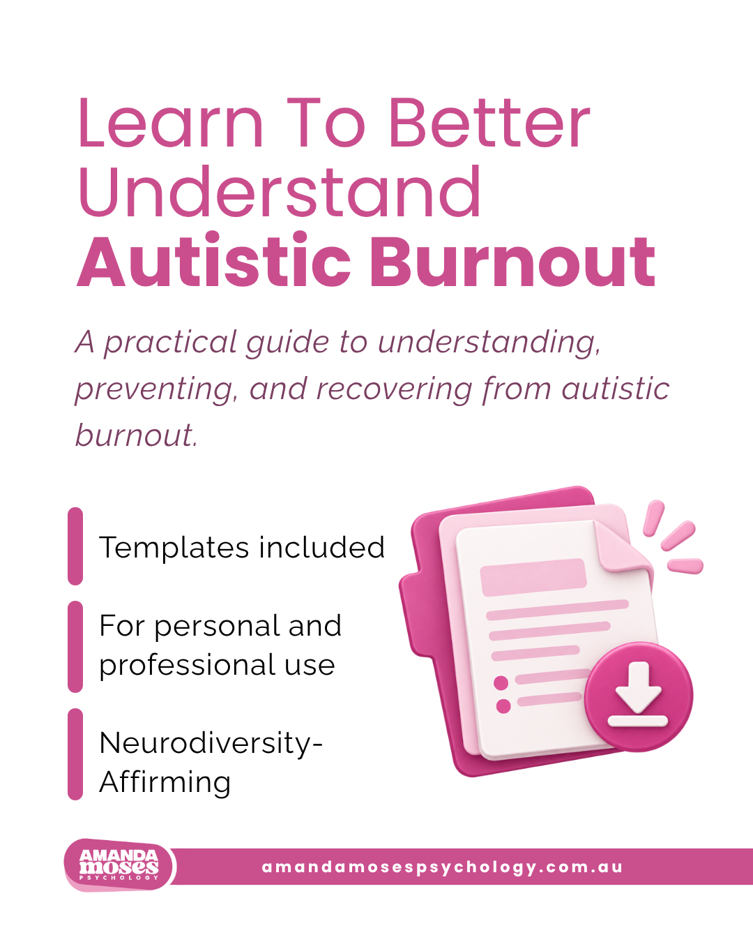 Amanda Moses Psychology Facebook ad: Could You Recognise The Signs Of Autistic Burnout?