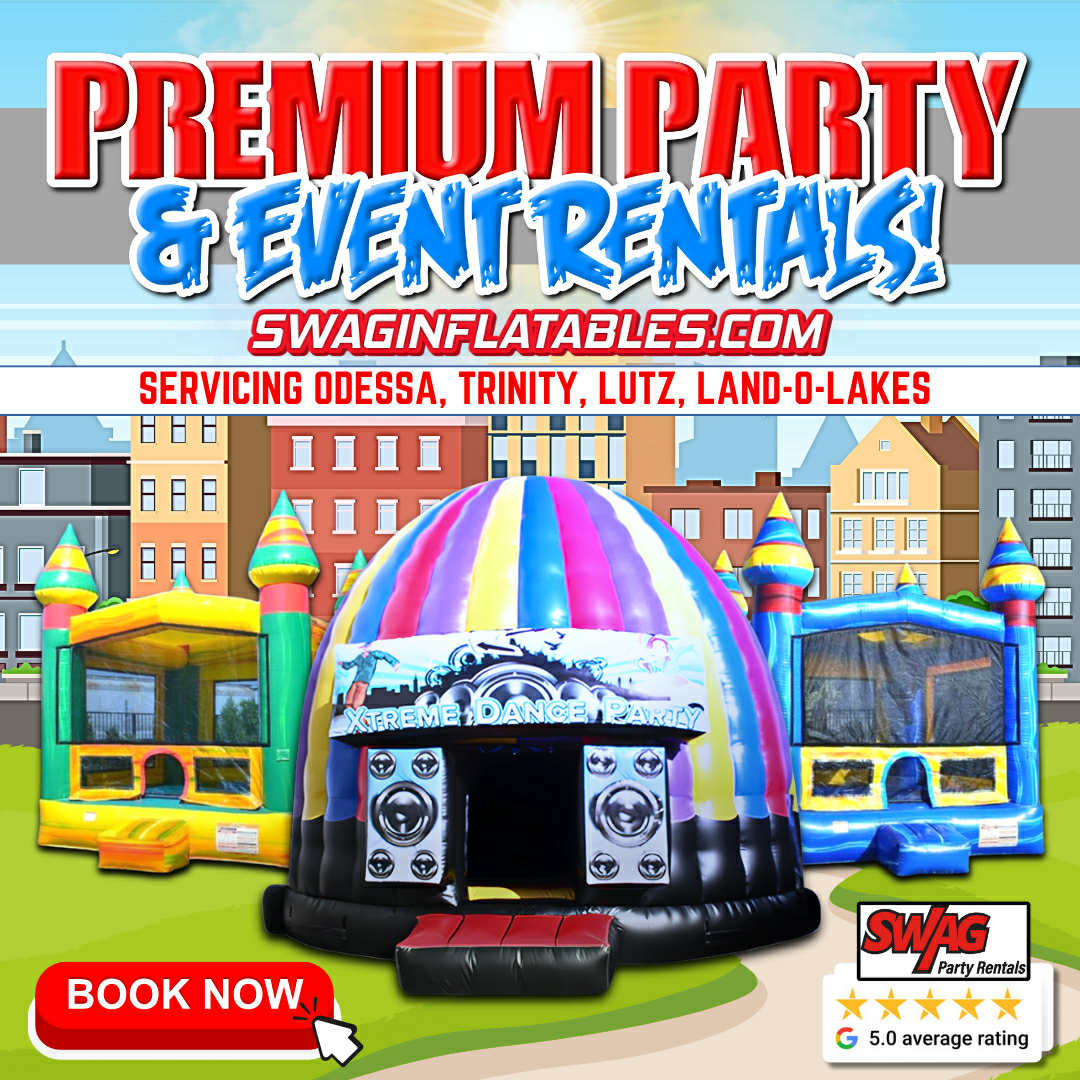 SWAG Party Rentals Facebook ad: From Inflatables to Essentials: Everything You Need for…