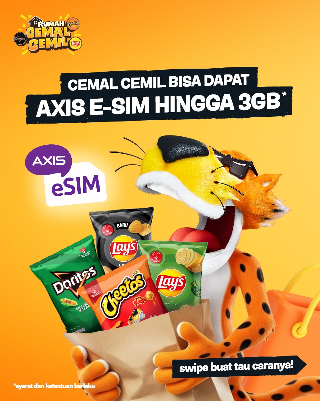 Cheetos Indonesia Facebook ad: Cemal cemil aja bisa dapet kuota GRATIS juga?