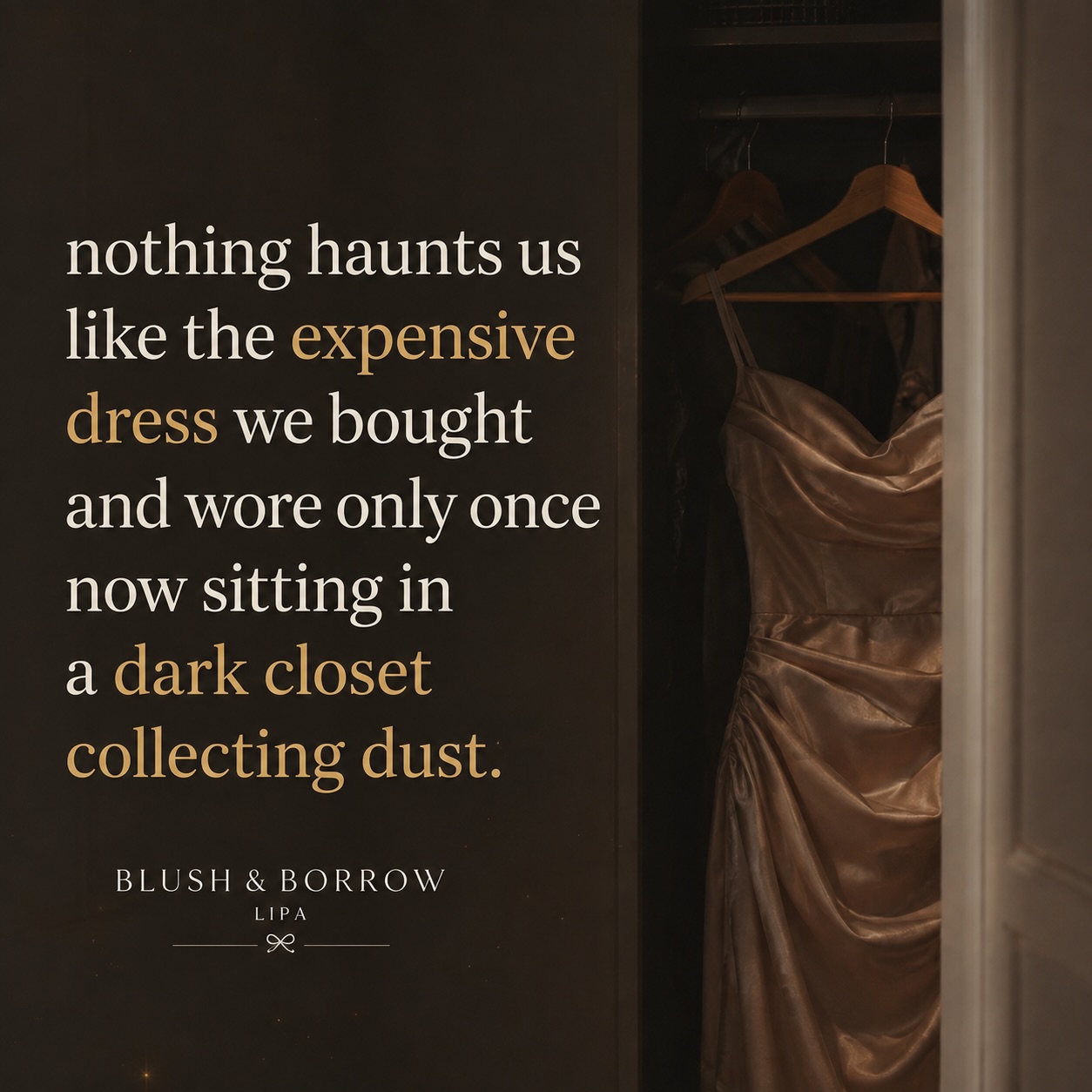 Blush & Borrow Clothing Rental Facebook ad: Rent the look, skip the closet guilt.