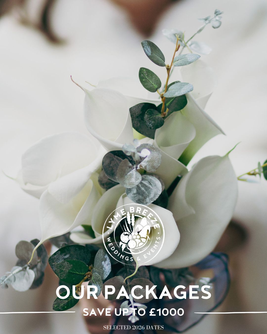 Lyme Breeze Wedding & Events Venue Facebook ad: Our Packages - Designed For You Save up…