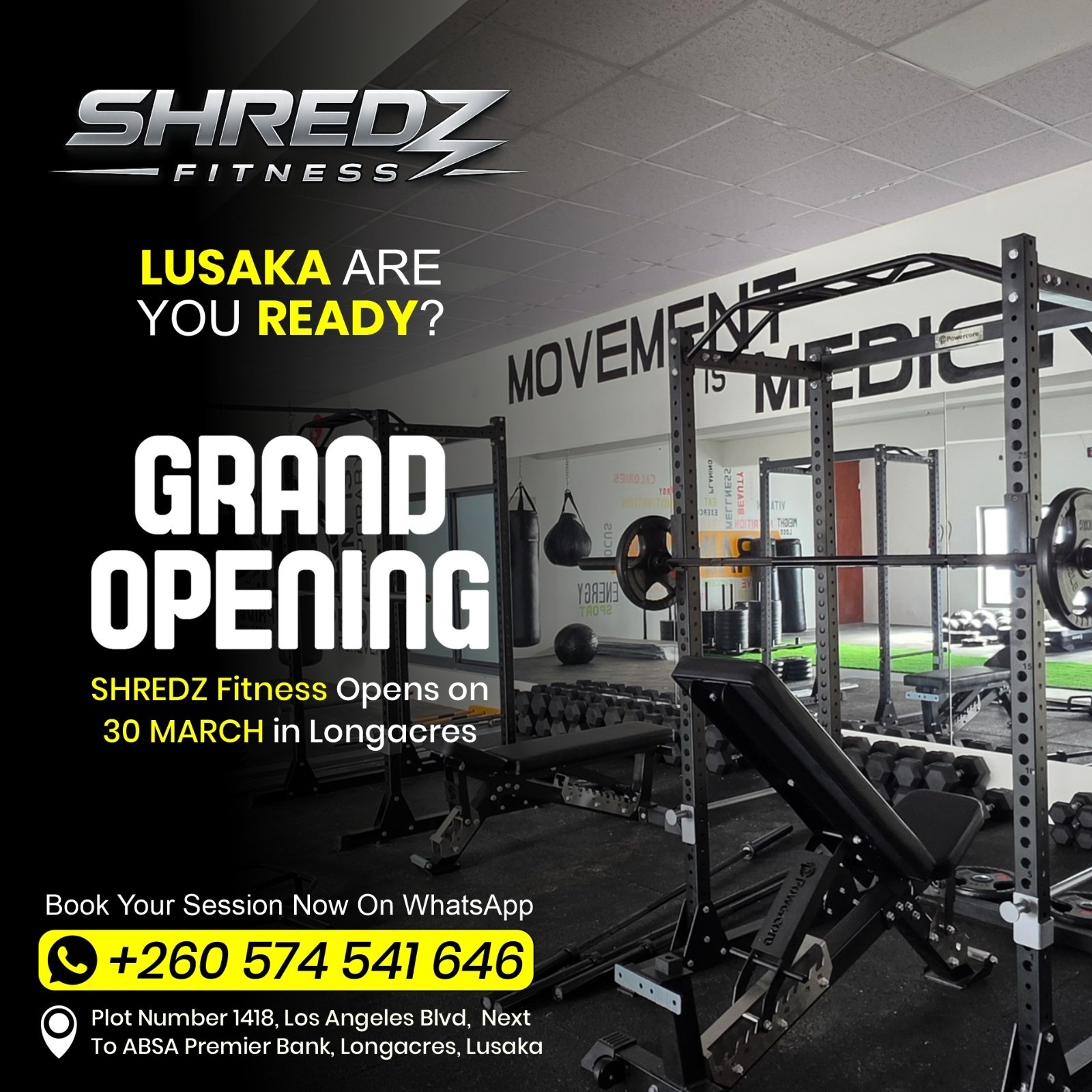Shredz Fitness Facebook ad: Lusaka… are you ready?