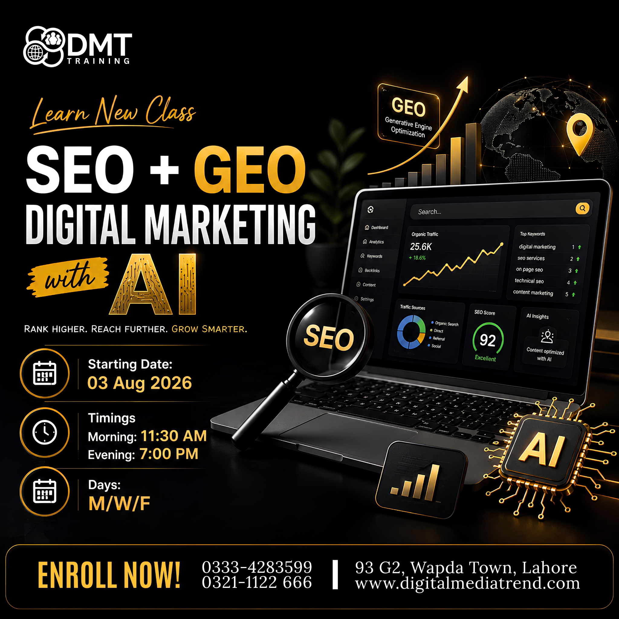 DMT, Digital Marketing Services & Training, Lahore Facebook ad