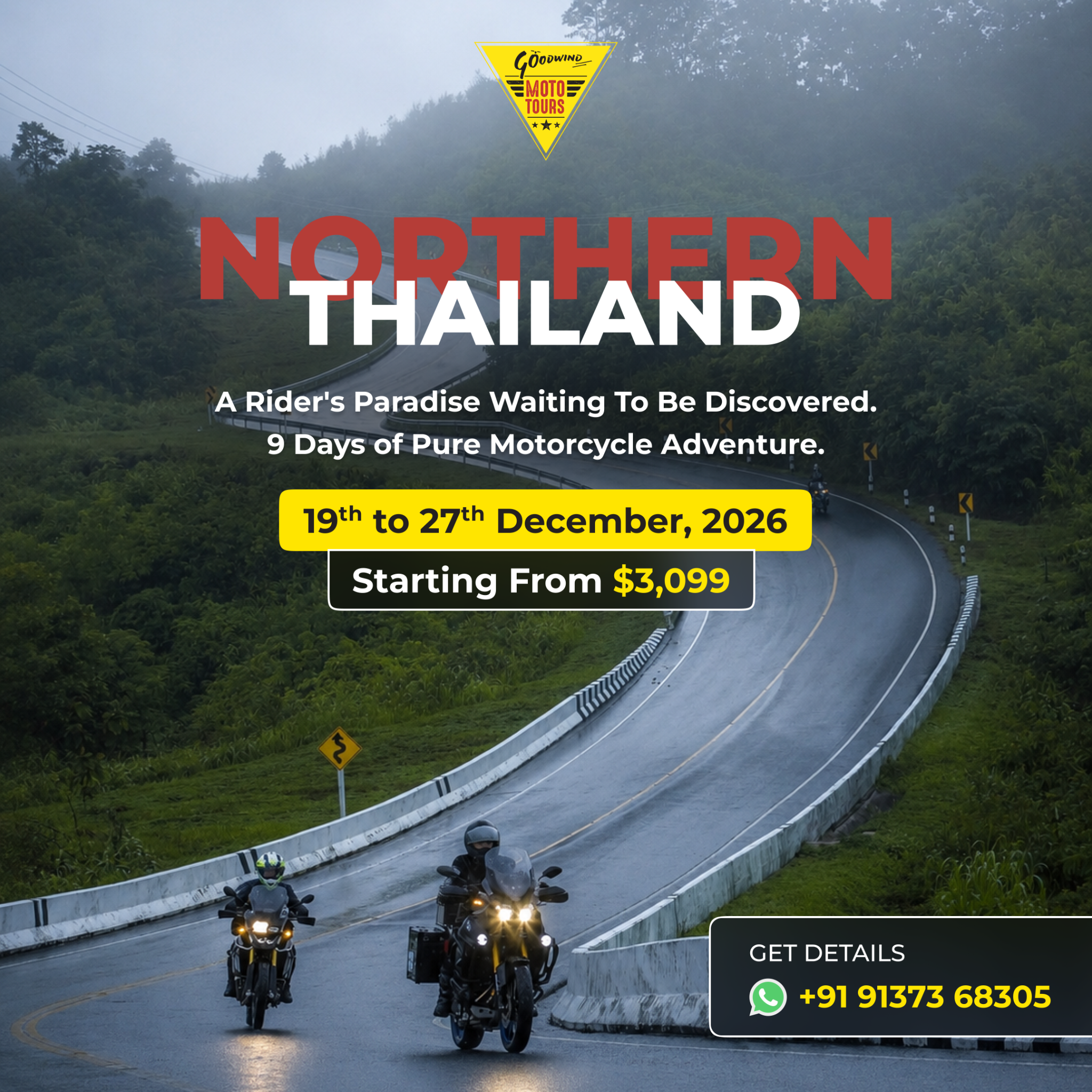 Goodwind Moto Tours Facebook ad: EXPERIENCE NORTHERN THAILAND