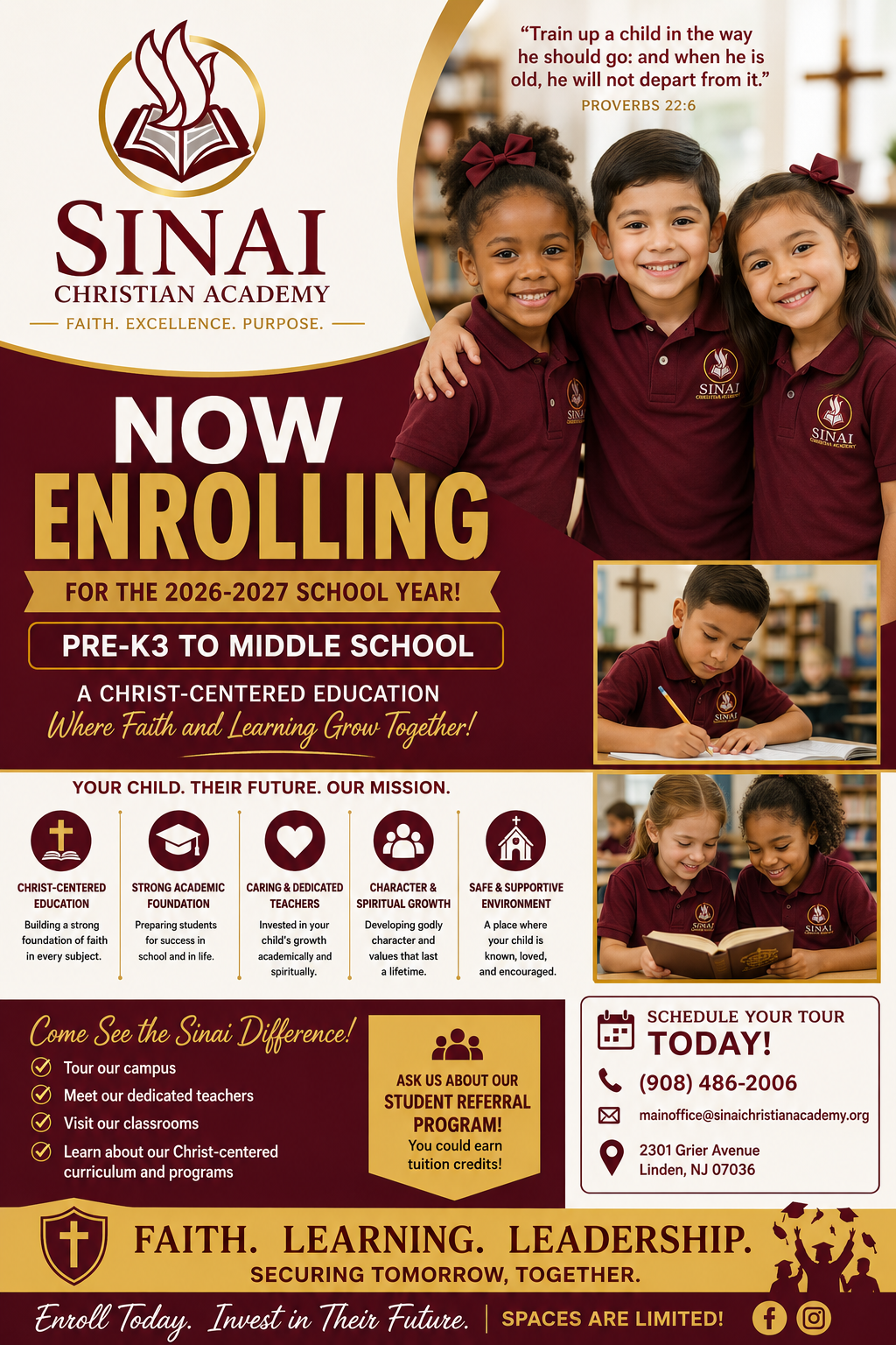 Sinai Christian Academy Facebook ad: Enroll Today at Sinai!