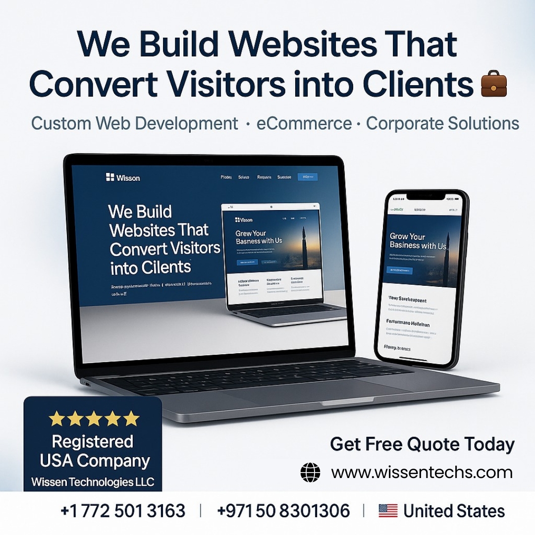 Wissen Technologies Facebook ad: Professional Web Development in USA, Get a Free Quote