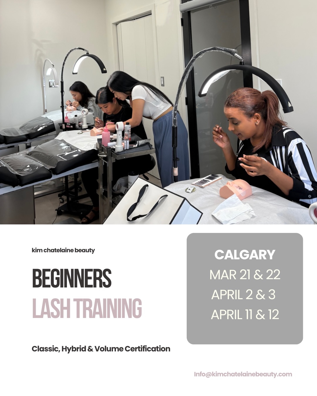 Kim Solis Facebook ad: March & April Beginner Lash Trainings