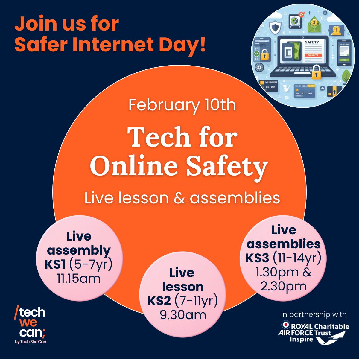 Tech She Can Facebook ad: Register for Tech We Can Live Lessons and Virtual…