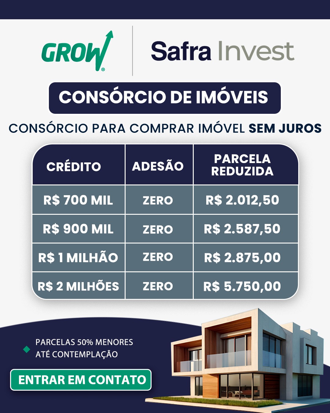 Grow Investing - Assessoria Safra Facebook ad: Consórcio de imóvel