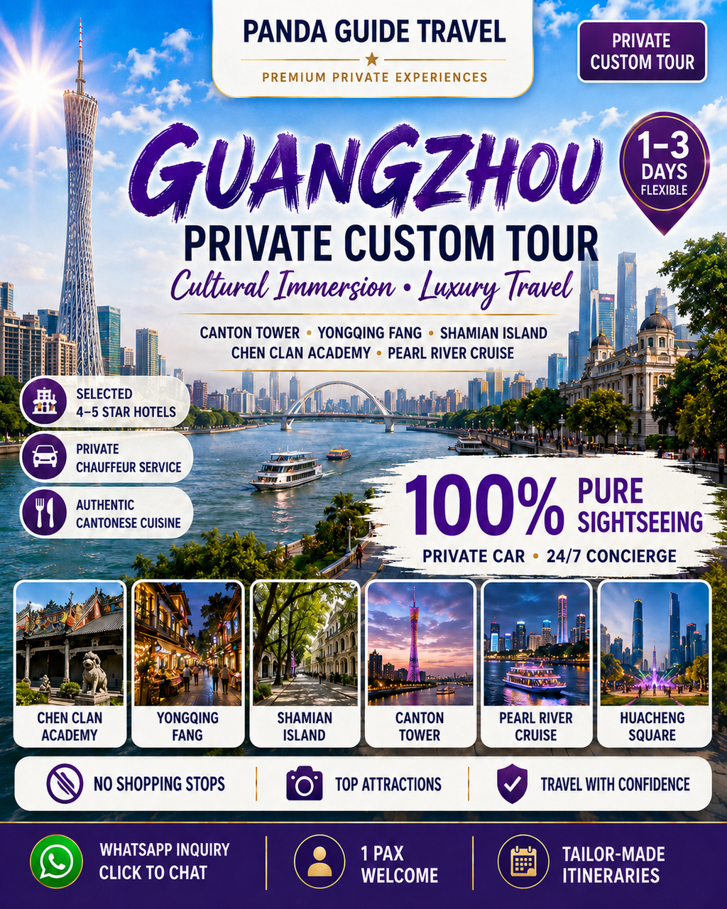 Panda Guide China travel Facebook ad: Plan Your Guangzhou Trip on WhatsApp