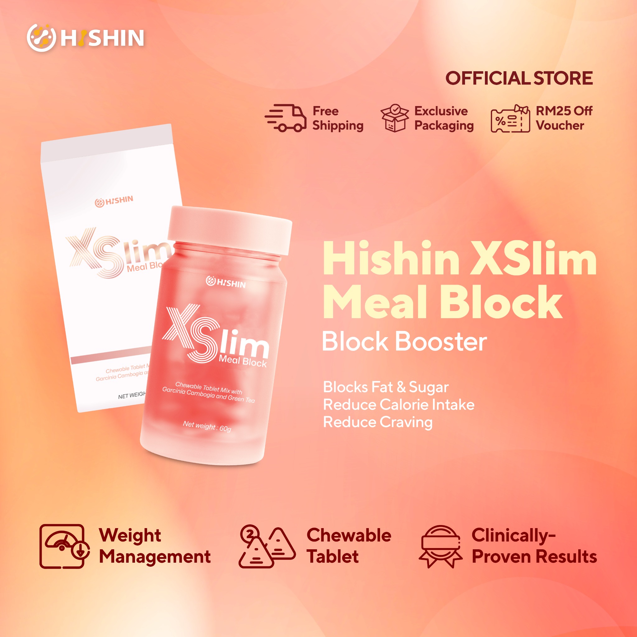 Hishin- XSlim Meal Block控食王 Facebook ad: Get 50% OFF+Limited Free Gifts