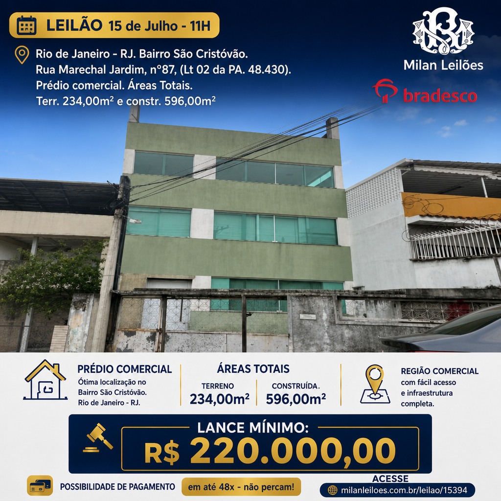 Milan Leilões Facebook ad: **GRANDE OPORTUNIDADE EM LEILÃO, PRÉDIO COMERCIAL NO RIO…