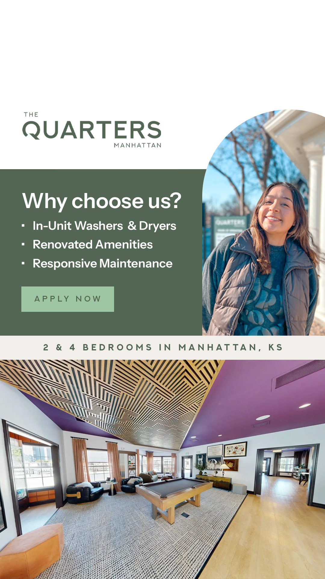 The Quarters Manhattan Facebook ad from Feb 21, 2026