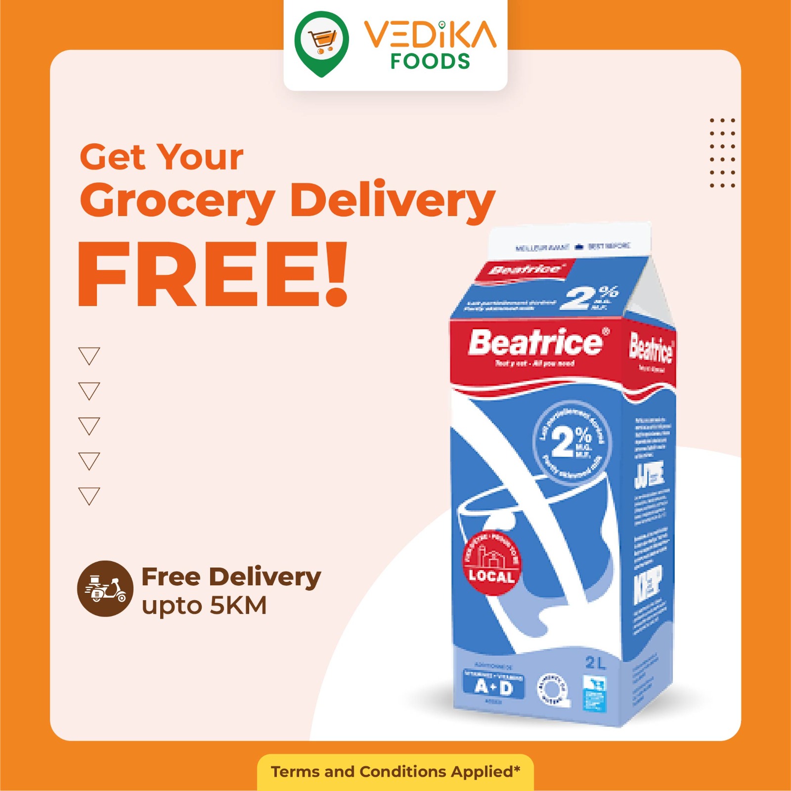 Vedika Foods Facebook ad: Enjoy special prices on your favorite Indian groceries.