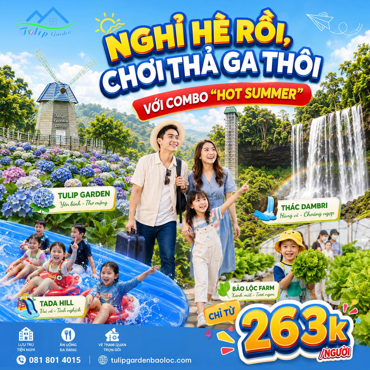 Tulip Garden Bảo Lộc Facebook ad: HÈ HỨNG KHỞI - SĂN COMBO HỜI CẢ…