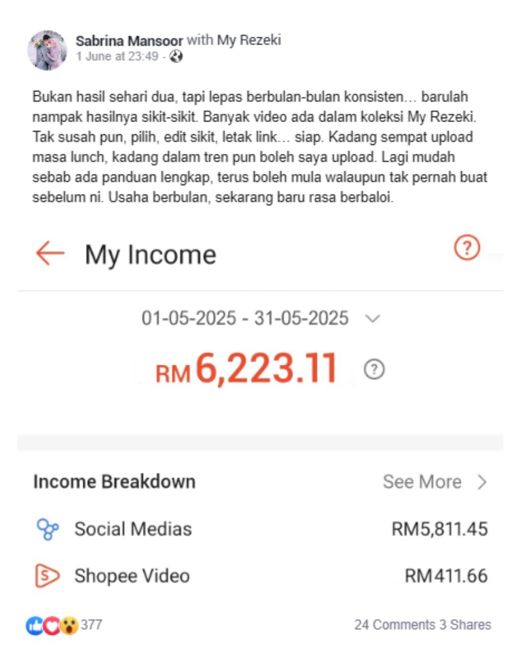 My Rezeki Facebook ad