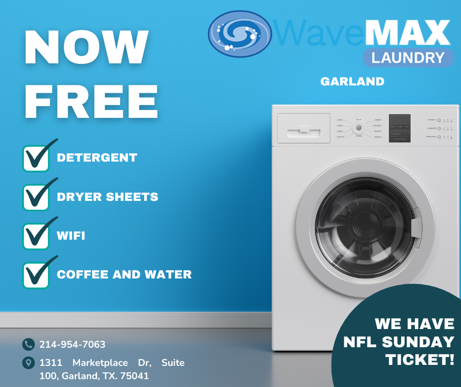 Wavemax Garland - 1311 Marketplace Drive Ste 100 Facebook ad: Laundromat in Garland, TX | Self-Service Laundry | Drop…
