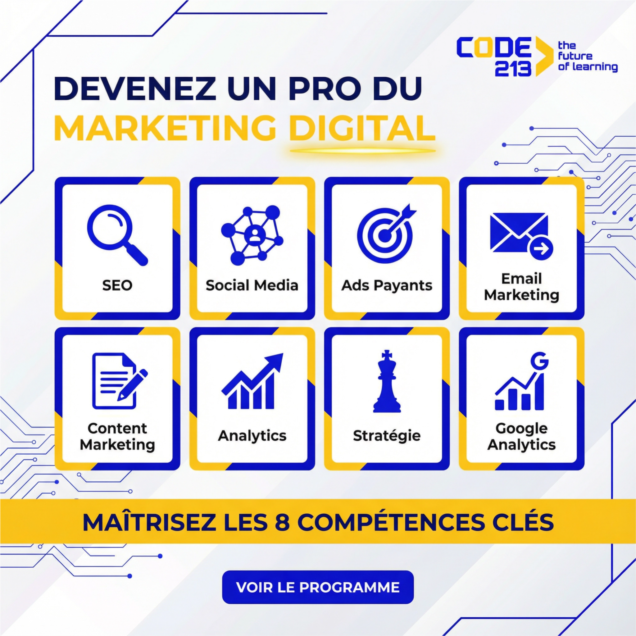 Code213 Facebook ad: Formation 100% pratique!