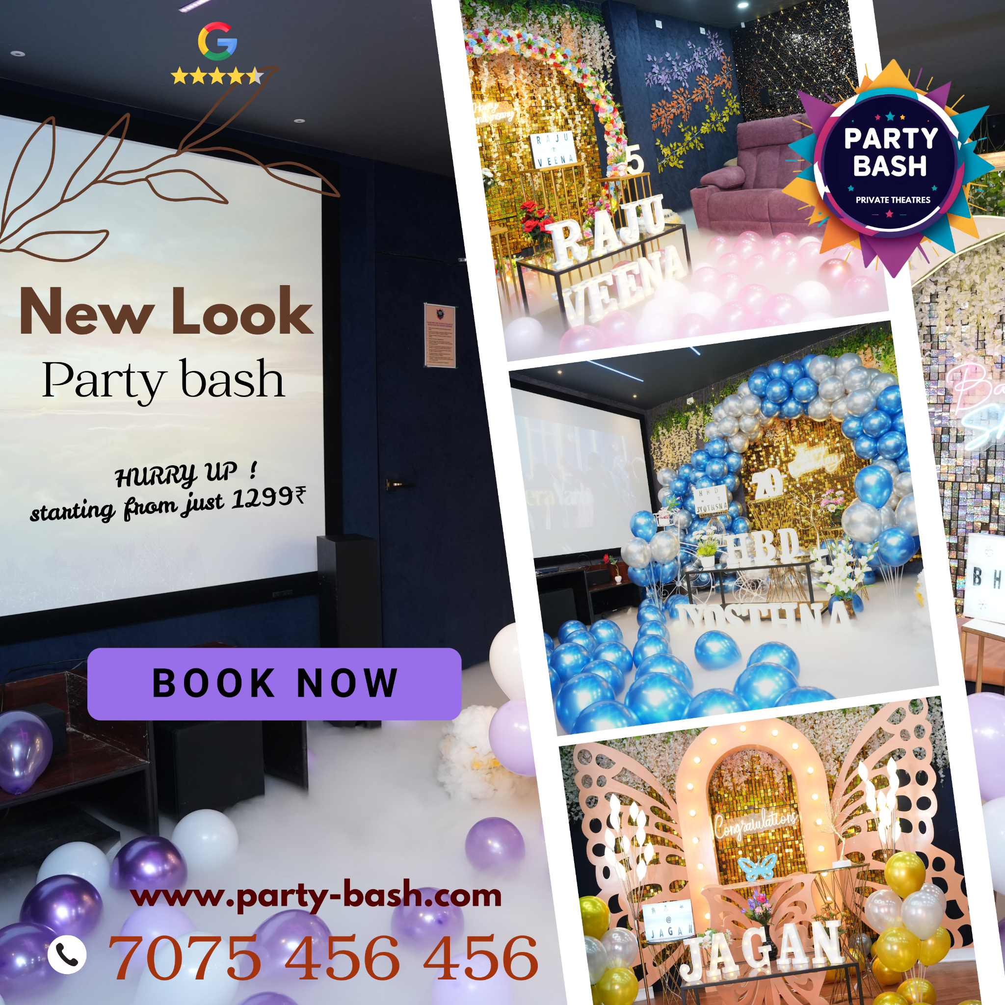 Party Bash - Private Theatres for Celebrations in Hyderabad Facebook ad