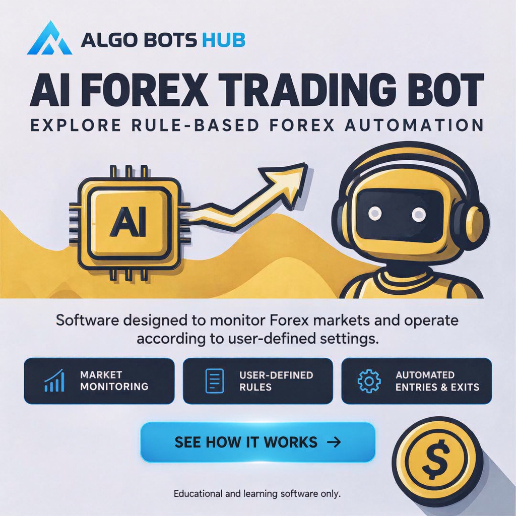 Algo Bots Hub Facebook ad: Discover how rule-based Forex automation works.