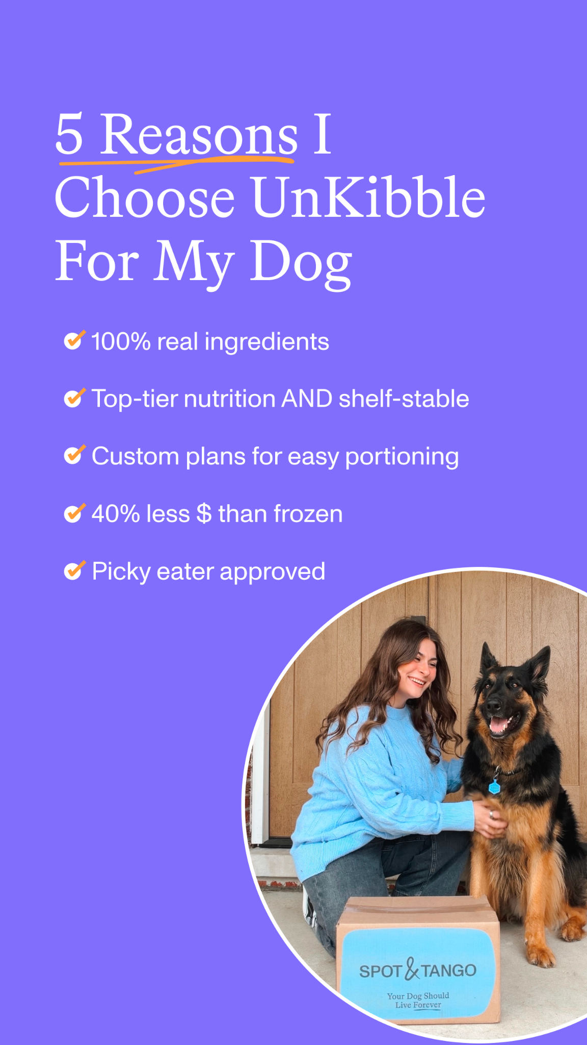 Arlo Facebook ad: UnKibble, Try for 50% Off Today