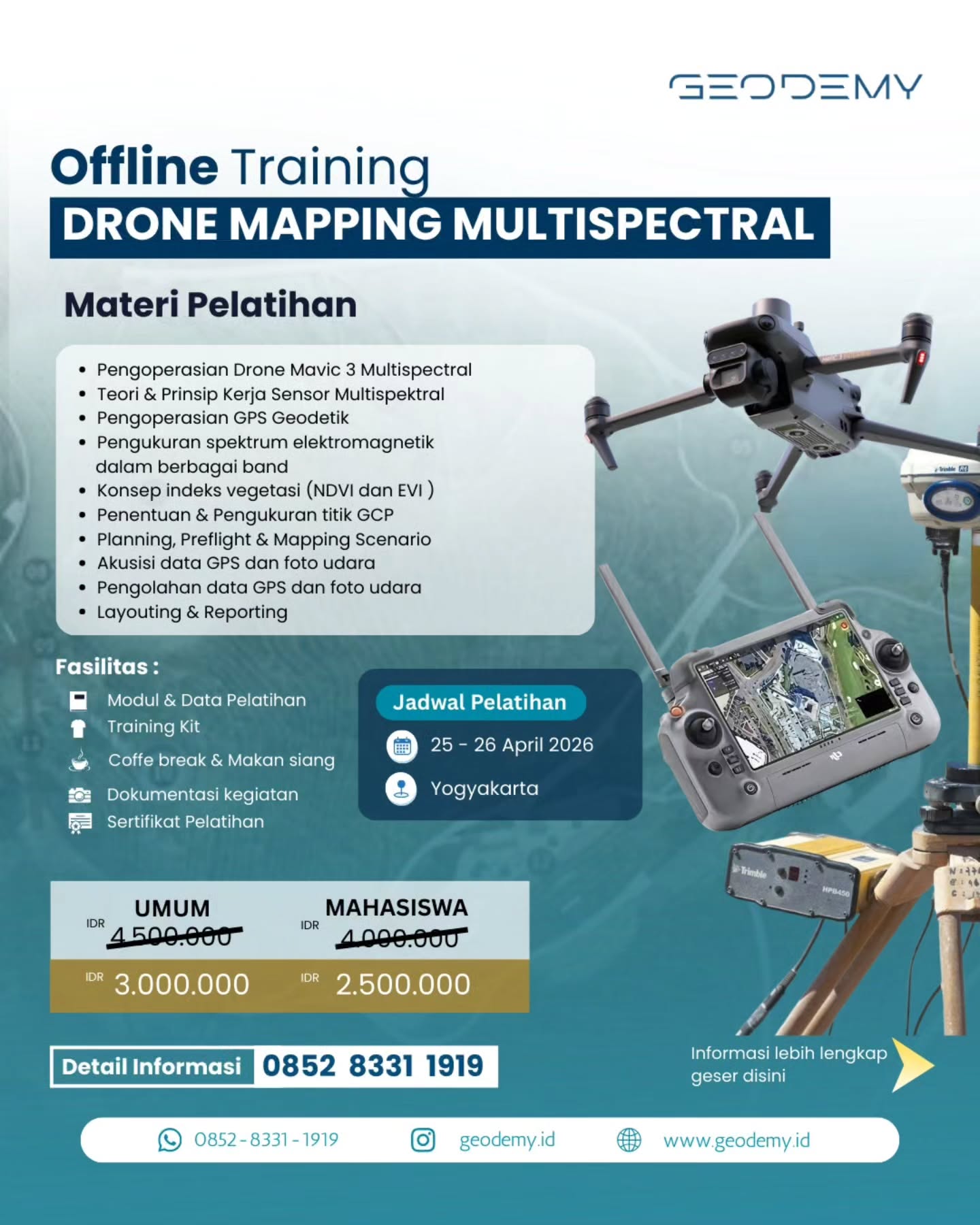Geodemy Facebook ad: OFFLINE TRAINING, DRONE MAPPING MULTISPECTRAL