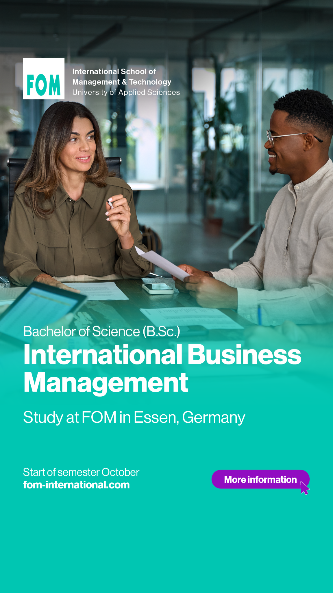 FOM University Facebook ad