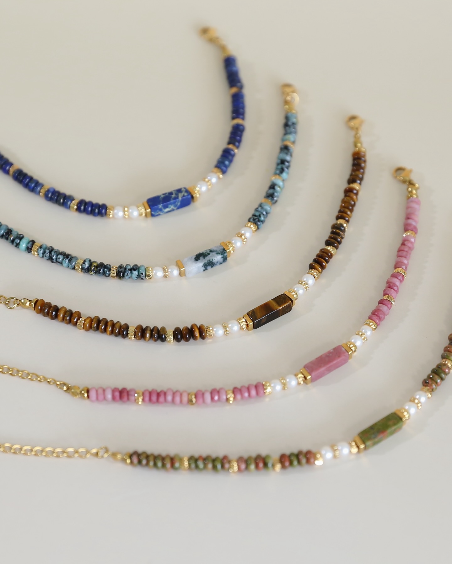 In the Mood Accessories Facebook ad: Natural stones meet pearl, effortless elegance you can’t…