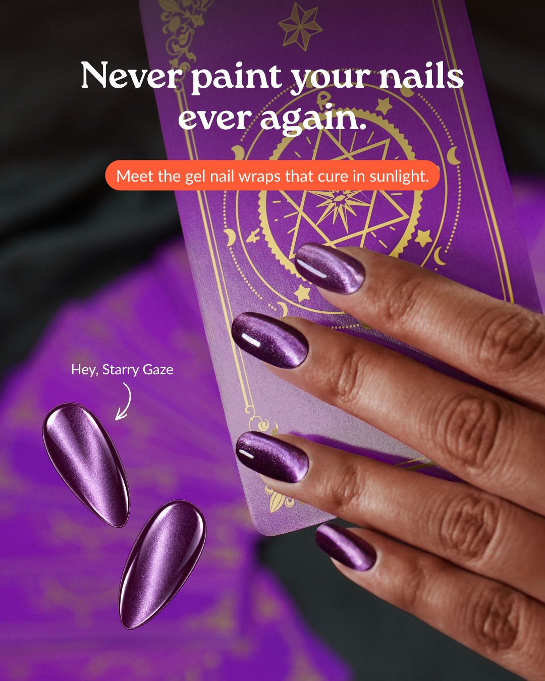 Heyhae Gel Nail Facebook ad: Gel Nails. Less Time. Less Damage.