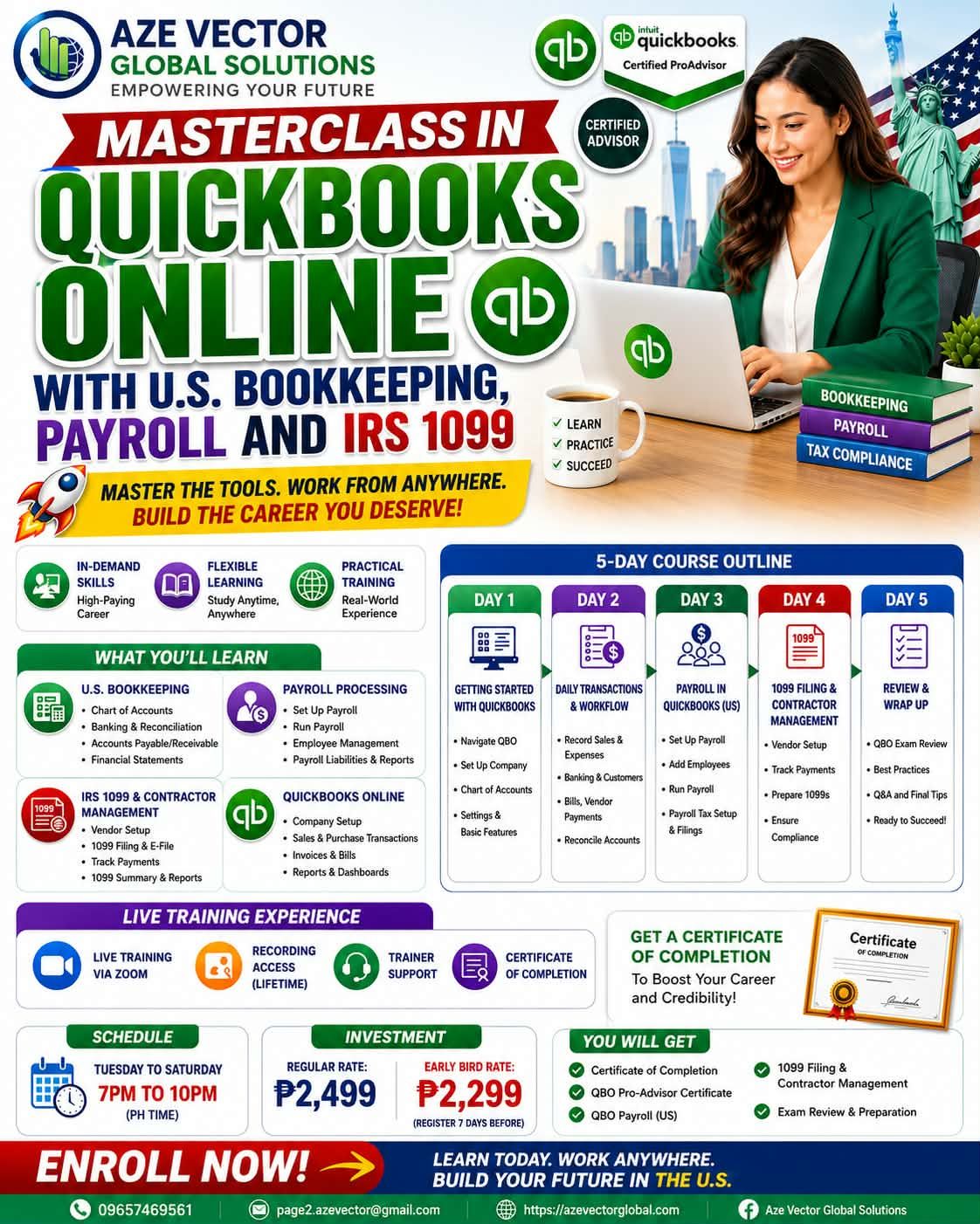 Aze Vector Global Solutions Facebook ad: READY TO LEVEL UP YOUR BOOKKEEPING CAREER?