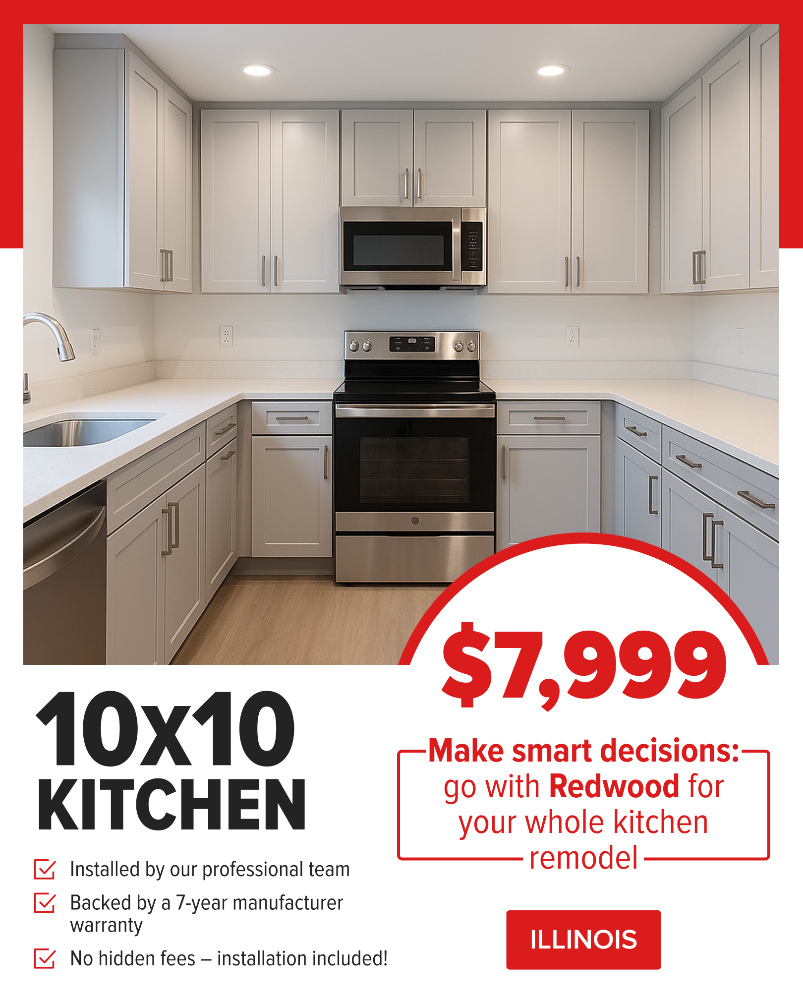 Redwood Cabinets and Design of Chicago Facebook ad: Contact us!