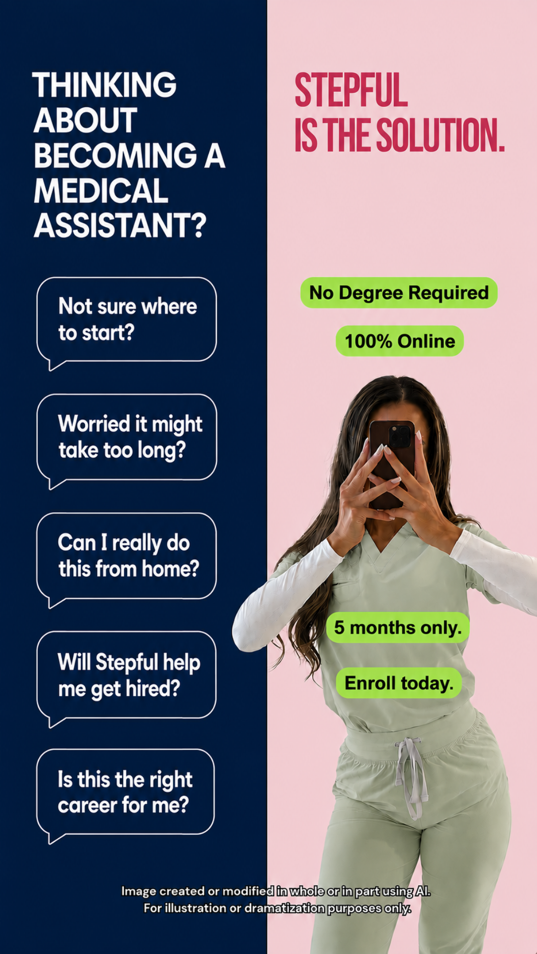 Stepful Facebook ad: Become a Medical Assistant Around Your Life