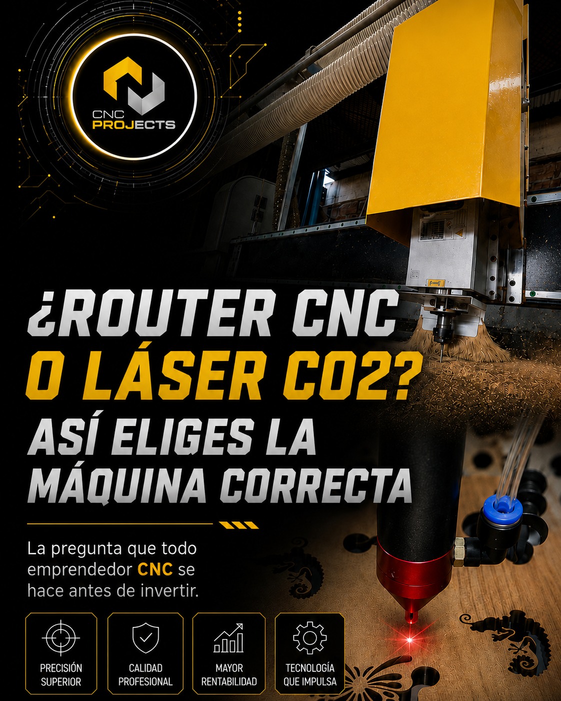 Cnc Projects Chile Facebook ad: ¿Router CNC o Láser CO2?